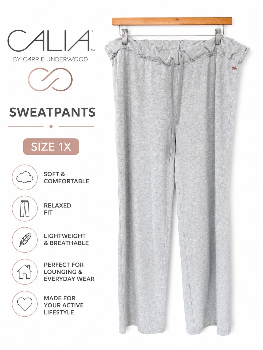 CALIA by Carrie Underwood Light Gray Sweatpants 0029